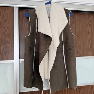 Susina Brown and Cream Shearling Vest